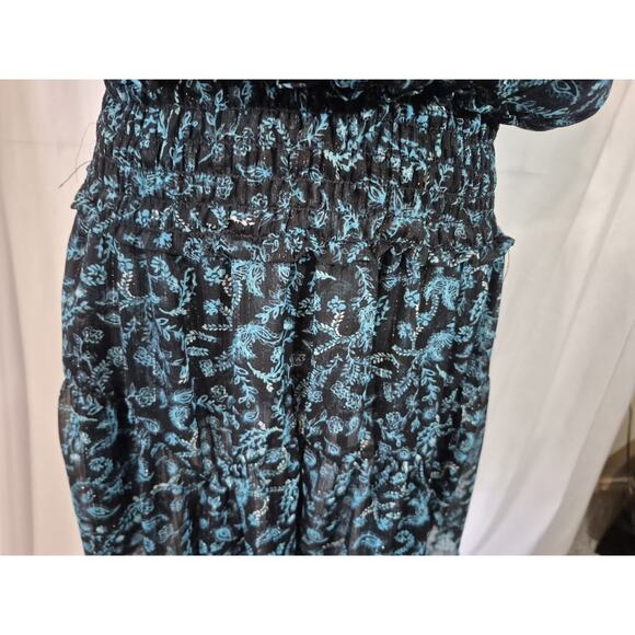 Misa Women's Designer Teal Shimmer Black Lyra Mini Dress Medium - Picture 8 of 11